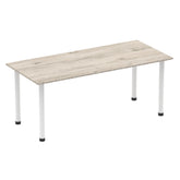 Impulse 1800mm Straight Table Grey Oak Top White Post Leg I003714 DD